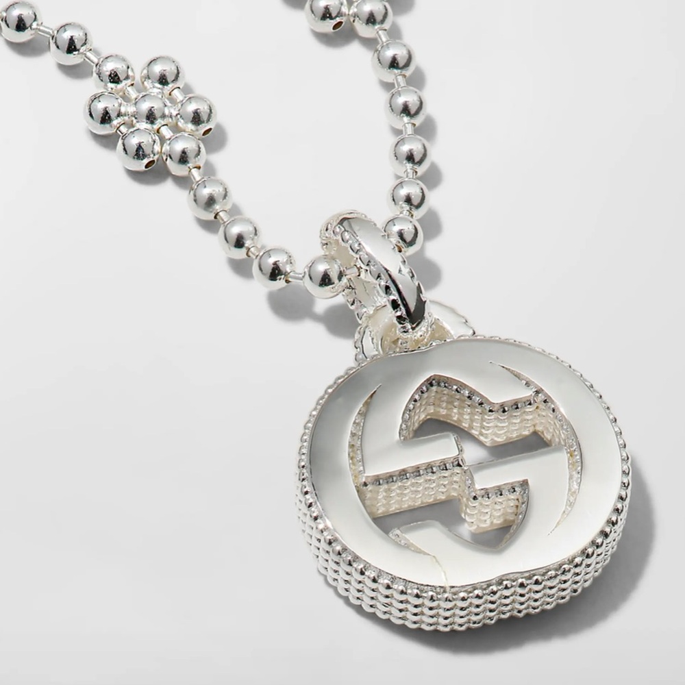 Gucci Silver Ball Chain Necklace with Iconic Pendant